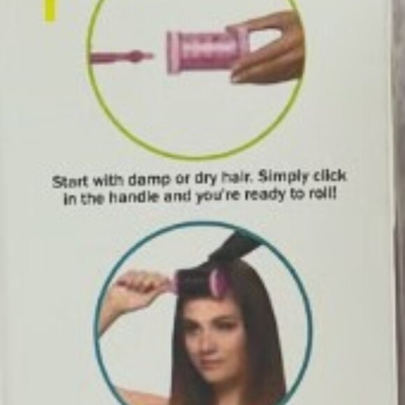 Pink Click & Grip Hair Rollers with Snap on Handle - Picture 2 of 3
